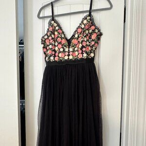 Needle & Thread Embroidered Tulle Midi-Length Dress - Size US 8